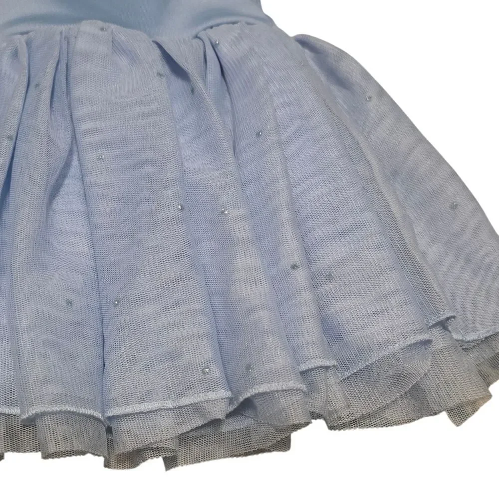 Bloch Sky Blue Kids Dance Leotard Full Skirt Attached (Rare)